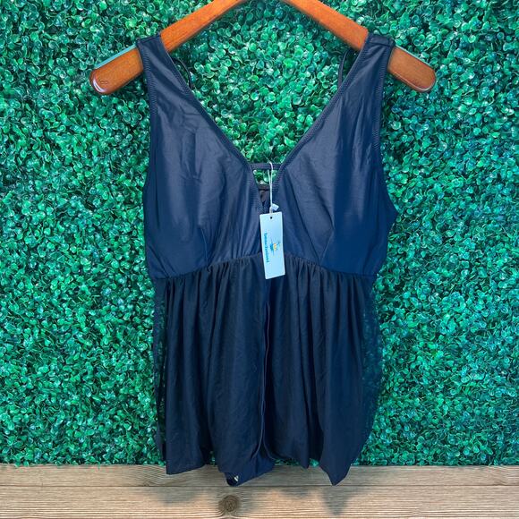 NWT Beach Sissi Fly Away Draped Black Swimsuit Size XL - Picture 2 of 9